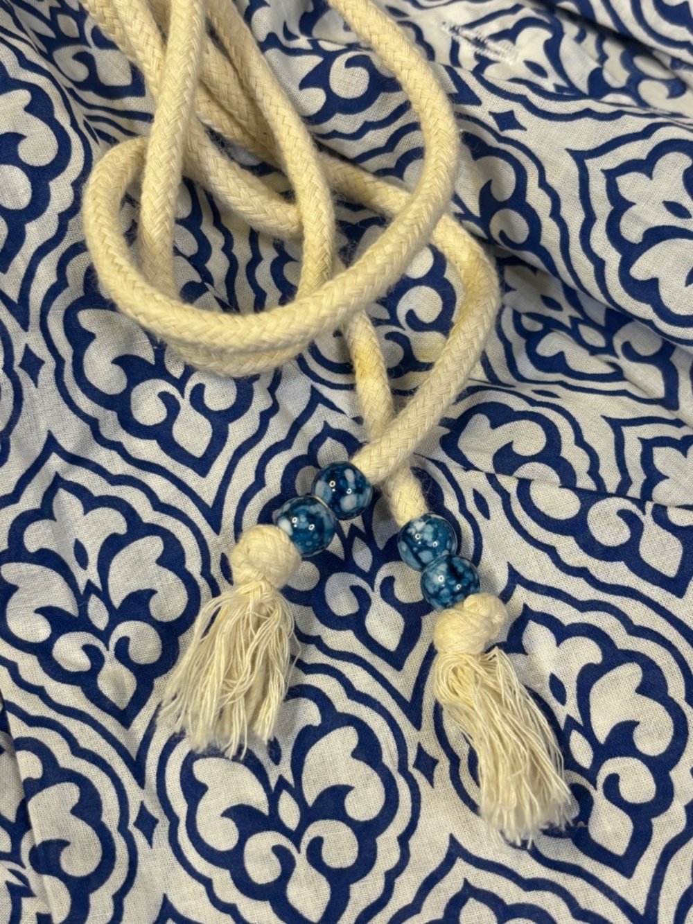 NWT [Zara] Button Down Blue White Tile Shirt Mini Dress Rope Belt | Medium - Picture 6 of 14